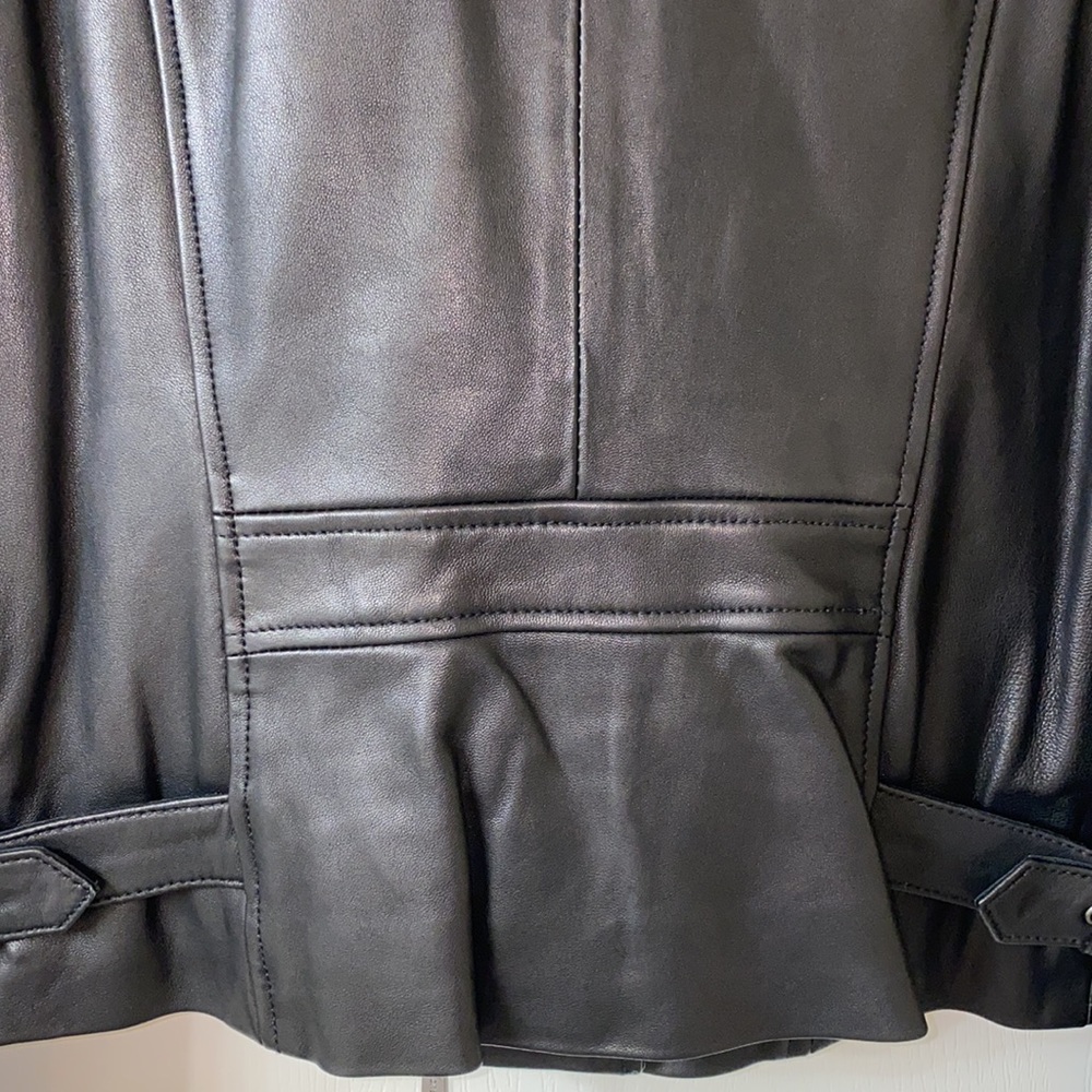 Michael Kors Black Leather Moto Jacket Medium - Picture 15 of 16